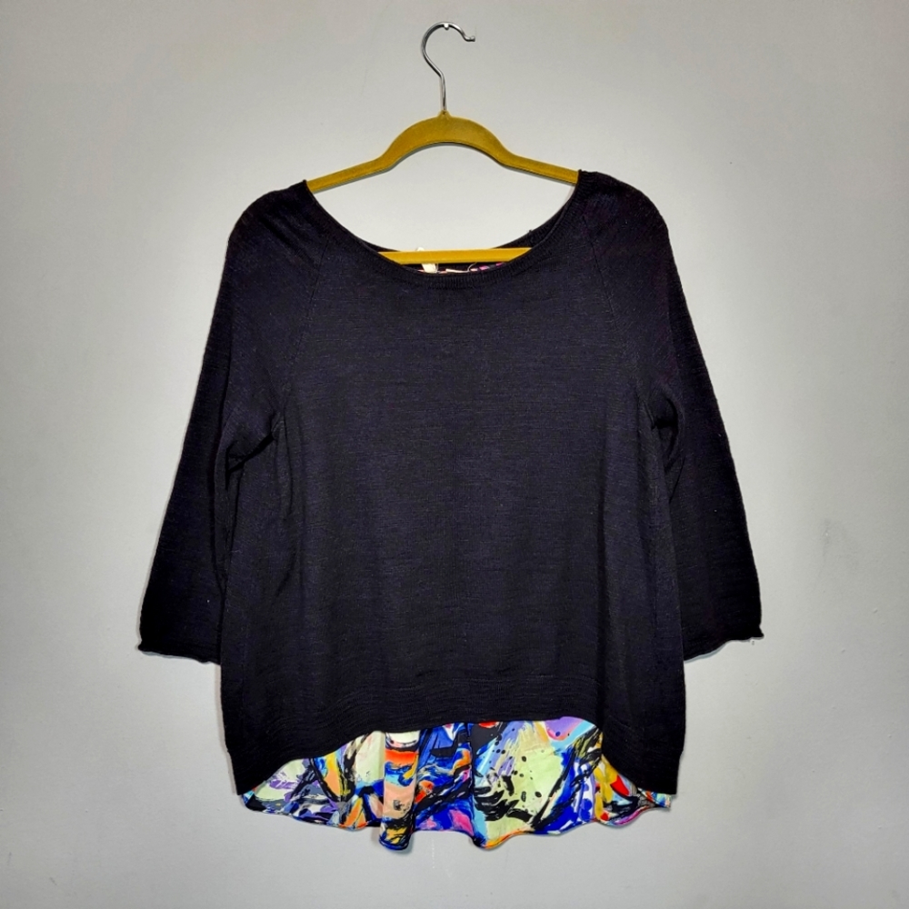 🌜 MOTH NWT (Anthropologie) French Quarter Black Knit Top womens size S